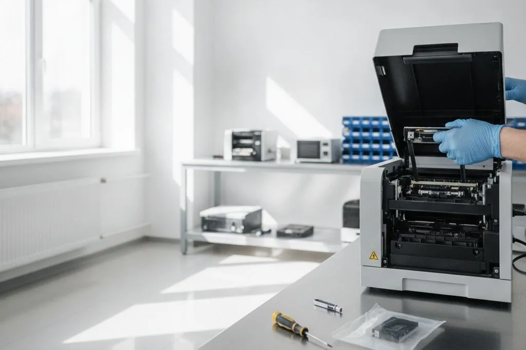 Printer opened for thermal head replacement